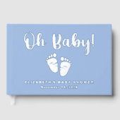 Oh Baby Silver Foil Blue Baby Feet Boy Dusche Gästebuch (Vorderseite)