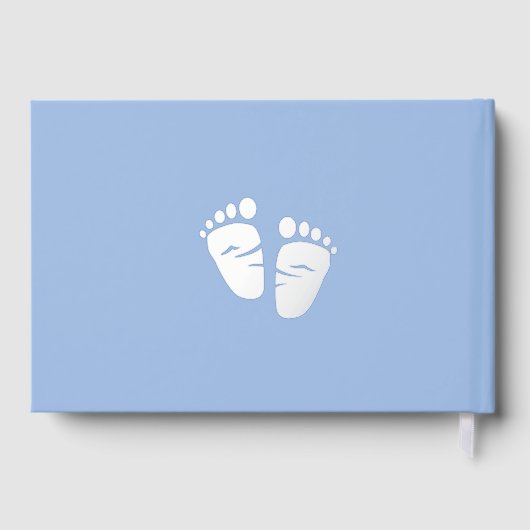 Oh Baby Silver Foil Blue Baby Feet Boy Dusche Gästebuch (Rückseite)