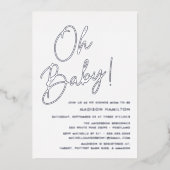 Oh Baby Silver Script Baby Dusche Folieneinladung (Vorderseite)