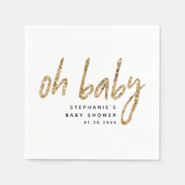 Oh Baby Simple Baby Dusche Gold Glitzer Serviette