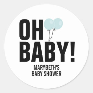 Oh Baby Simple Blue Balloon Babyaufkleber Runder Aufkleber