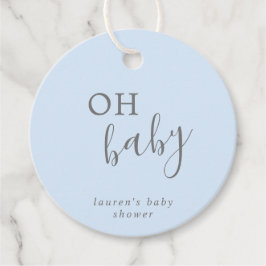 Oh Baby Simple Blue und Gray Boy Baby Shower Geschenkanhänger