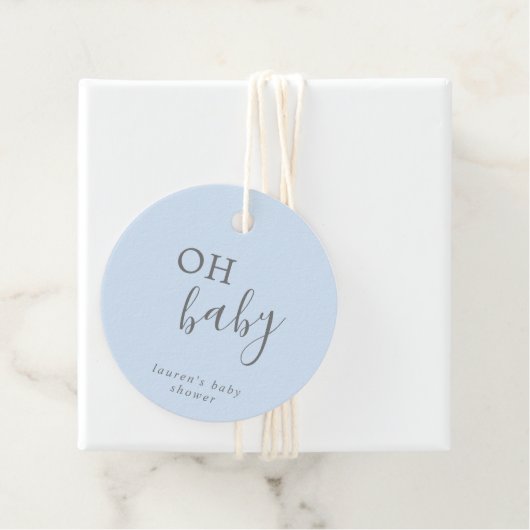 Oh Baby Simple Blue und Gray Boy Baby Shower Geschenkanhänger (Beispiel)