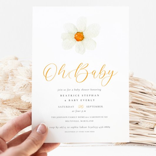 Oh Baby Simple Daisy Gender Neutral Baby Dusche Einladung