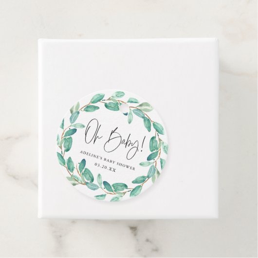 Oh Baby Simple Eucalyptus Blätter Baby Shower Geschenkanhänger (Beispiel)