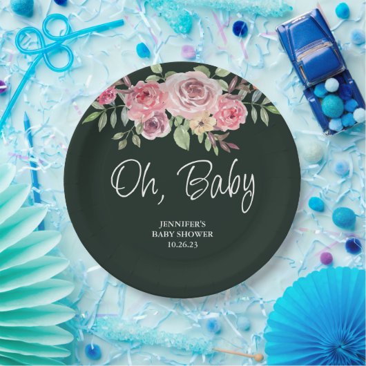 Oh Baby Simple Rose Radiant Green Baby Dusche Pappteller (Party)