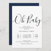 OH BABY Simple Script Baby Dusche Einladung (Vorne/Hinten)