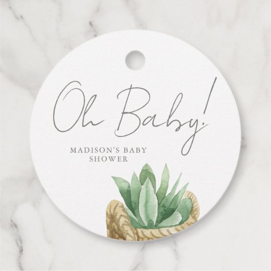 Oh Baby Simple Succulent Baby Dusche Geschenkanhänger (Rückseite)