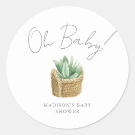 Oh Baby Simple Succulent Baby Dusche Runder Aufkleber