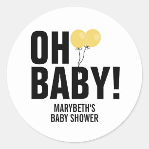 Oh Baby Simple Yellow Balloon Baby Shockhecker Runder Aufkleber