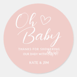 Oh Baby Soft Blush Pink Danke Babydusche Runder Aufkleber