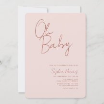 Oh Baby Soft Blush Pink Minimal Einladung