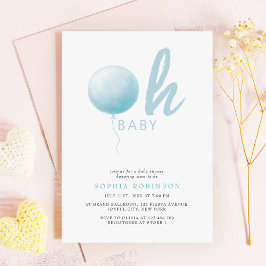 Oh Baby Soft Pastel Blue Balloon Baby Boy Shower Einladung