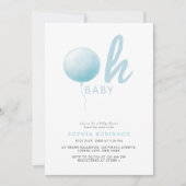 Oh Baby Soft Pastel Blue Balloon Baby Boy Shower Einladung (Vorderseite)