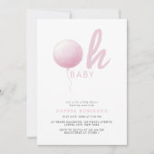 Oh Baby Soft Pastel Pink Balloon Baby Girl Shower Einladung (Vorderseite)