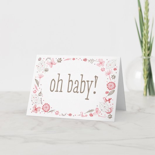 Oh Baby Softly blüht Pink Nature Bouquet Dankeskarte (Vorderseite)