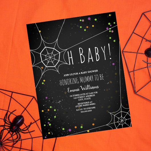 Oh Baby Spiderweb Halloween Baby Shower Einladung