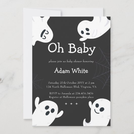 Oh Baby Spooky Ghost Halloween Fall Baby Dusche Einladung (Vorderseite)