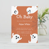 Oh Baby Spooky Ghost Halloween Fall Baby Dusche Einladung (Stehend Vorderseite)