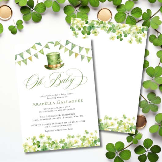 Oh Baby St. Patrick’s Day Green Baby Shower  Einladung