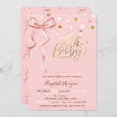 Oh Baby Stars Pink Bow Baby Dusche Einladung (Vorne/Hinten)