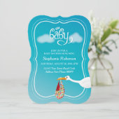 Oh, Baby! Stork Baby Dusche Einladung (Stehend Vorderseite)