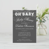Oh Baby String Light | Dunkelgraue Ballondusche Einladung (Stehend Vorderseite)