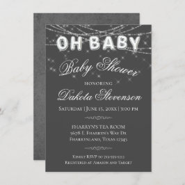 Oh Baby String Light | Dunkelgraue Ballondusche Einladung