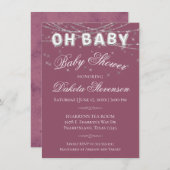 Oh Baby String Light | Millennial Pink Balloon Einladung (Vorne/Hinten)