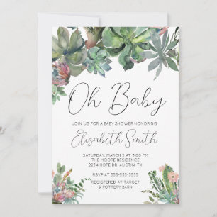 Oh Baby Succulent Baby Dusche Einladung