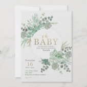 Oh Baby Succulent Baby Dusche Einladung (Vorderseite)
