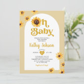 Oh Baby Sunflowers Arch Boho Baby Dusche Einladung (Stehend Vorderseite)