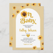 Oh Baby Sunflowers Arch Boho Baby Dusche Einladung (Vorne/Hinten)