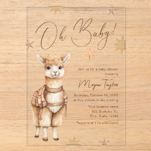 Oh Baby Süße Lama Boho Babyparty-Einladung Acryleinladungen