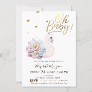 Oh Baby Süßes Baby Schwan Blumen Baby Shower Einladung
