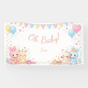 Oh Baby Süßes Häschen Pastell Mädchen Baby Shower Banner