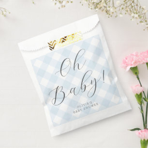 Oh, Baby! Sweet Baby Blue Gingham Baby Dusche Geschenktütchen