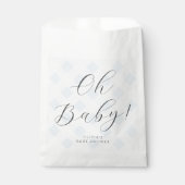 Oh Baby! Sweet Baby Blue Gingham Baby Shower Geschenktütchen (Vorderseite)