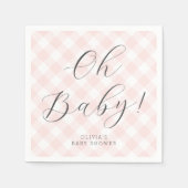 Oh Baby! Sweet Blush Pink Gingham Baby Shower Serviette (Vorderseite)