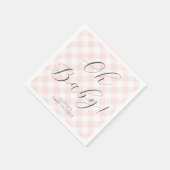 Oh Baby! Sweet Blush Pink Gingham Baby Shower Serviette (Ecke)