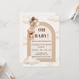 Oh Baby Teddy Bär Arch Baby Shower Einladungskarte Einladung