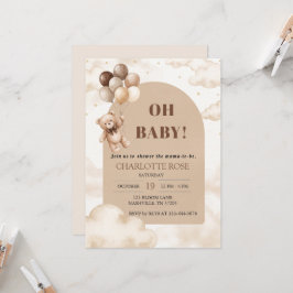 Oh Baby Teddy Bär Neutrale Einladungskarte zur Bab Einladung