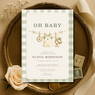 Oh Baby Teddy Bär Woodland-Baby-Party Einladung