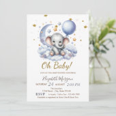 Oh Baby Teddy Bear Baby Dusche Einladung (Stehend Vorderseite)