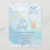 Oh Baby Teddy Bear Balloon Boy Baby Shower  Einladung (Vorne/Hinten)