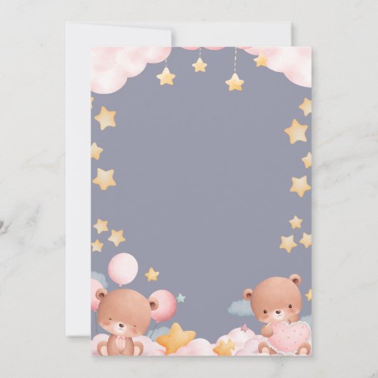 Oh Baby Teddy Bear Twinkle Little Star Baby Shower Einladung (Rückseite)