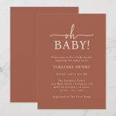 Oh Baby Terracotta Baby Dusche Einladung (Vorne/Hinten)