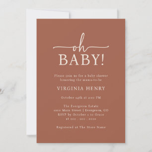 Oh Baby Terracotta Baby Shower Einladung