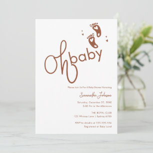 Oh Baby Trendy Script Gender Neutral Baby Dusche Einladung