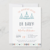 Oh Baby Tribal TeePee Adventure Begins Baby Shower Einladung (Vorderseite)